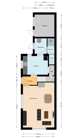 Plattegrond - Van de Coulsterstraat 33, 5021 BK Tilburg 
