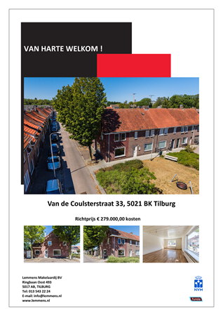 Brochure -  - Van de Coulsterstraat 33, 5021 BK Tilburg