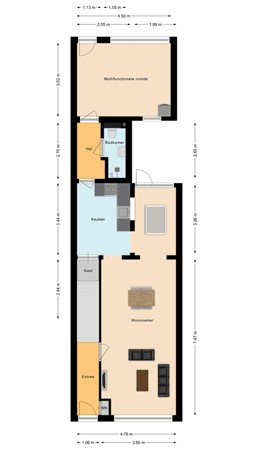 Plattegrond - Hoefakkerstraat 87, 5014 JB Tilburg 