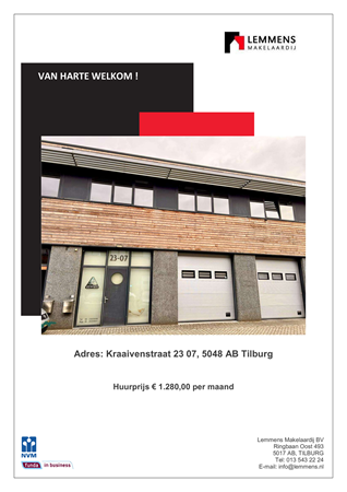 Brochure -  - Kraaivenstraat 23-07, 5048 AB Tilburg