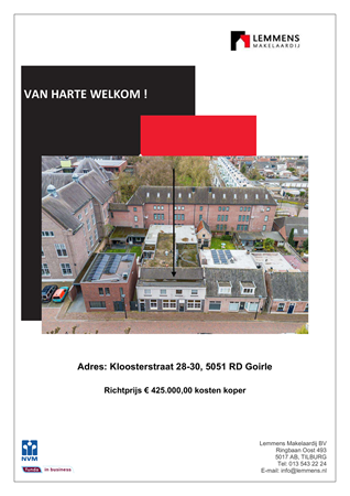 Brochure -  - Kloosterstraat 30, 5051 RD Goirle