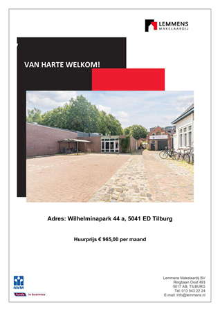Brochure -  - Wilhelminapark 44a, 5041 ED Tilburg