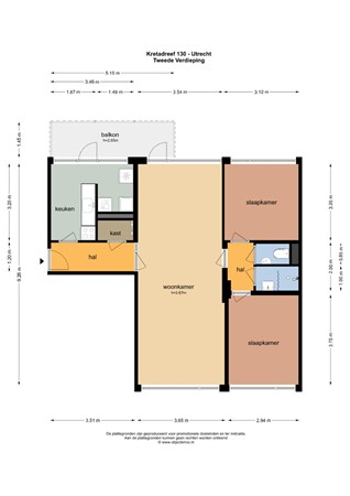 Floorplan - Kretadreef 130, 3562 VC Utrecht