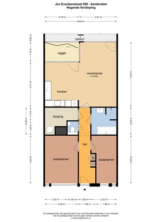 Floorplan - Jan Evertsenstraat 589, 1061 XZ Amsterdam