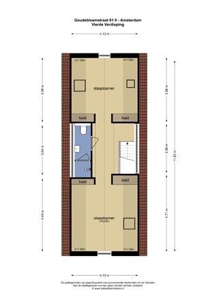 Floorplan - Goudsbloemstraat 61-2, 1015 JK Amsterdam