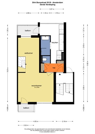 Floorplan - Dirk Bonsstraat 20-3, 1063 TZ Amsterdam