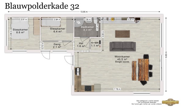 Blauwpolderkade 32, 2355 RB Hoogmade - Woonlaag2D.jpg