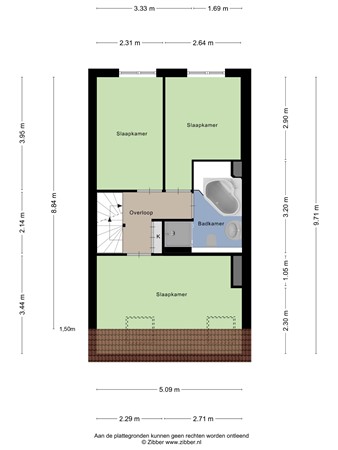 Floorplan - Sibeliusstraat 14, 3335 AL Zwijndrecht