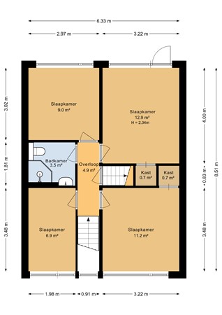 Floorplan - Ter Borghstraat 13, 7841 AL Sleen
