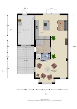 Floorplan - Prunusstraat 19, 4051 GP Ochten