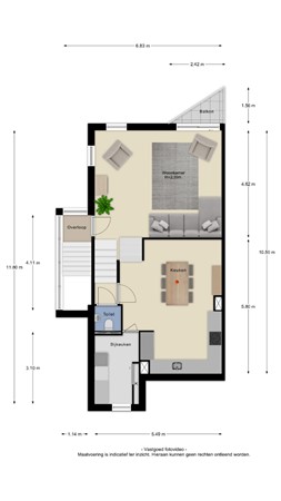 Floorplan - Waalzicht 4, 4051 BL Ochten