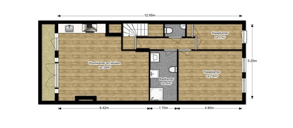 Floorplan - Roo-Valkstraat 28B01, 3032 RE Rotterdam