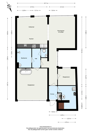 Floorplan - 's-Gravendijkwal 122H, 3014 EL Rotterdam