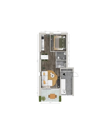 Plattegrond - Nassaustraat Bouwnummer 1, 7681 AE Vroomshoop - 24013_PLG_Sleutel_Appartement_Hoek_v03.jpg