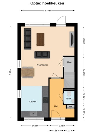 Kooistraat 21, 7671 AN Vriezenveen - Kooistraat 21-25 - begane grond - optie hoekkeuken.jpg