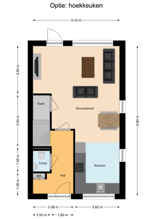 Kooistraat 27, 7671 AN Vriezenveen - Kooistraat 23-27 - begane grond - optie hoekkeuken.jpg