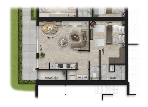 Julianastraat 23, 6732 AT Harskamp - Project Dorpsstraat 51 te Harskamp_Plattegrond schaal 1 op 50_Bnr 51a_Begane grond.jpg
