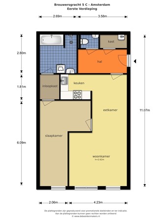 Floor plan - Brouwersgracht 5C, 1015 GA Amsterdam 