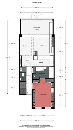 Floor plan - Tweede Helmersstraat 36H, 1054 CK Amsterdam 