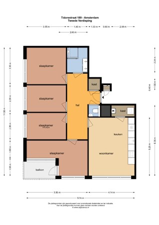 Floor plan - Tidorestraat 189, 1095 KV Amsterdam 