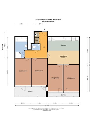 Floor plan - Titus van Rijnstraat 142, 1058 GB Amsterdam 