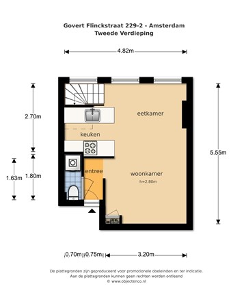 Floor plan - Govert Flinckstraat 229-2V, 1073 BW Amsterdam 