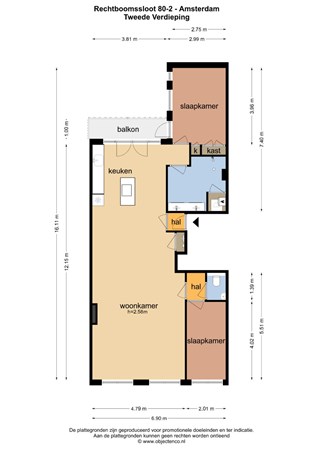 Floor plan - Recht Boomssloot 80-2, 1011 ED Amsterdam 