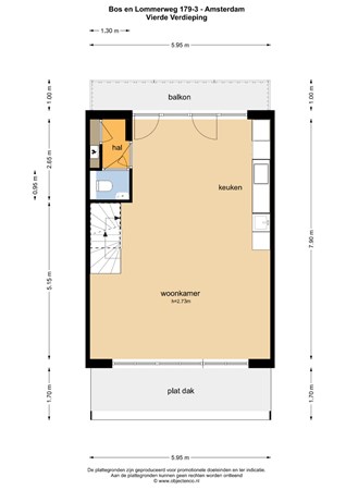 Floor plan - Bos en Lommerweg 179-3, 1055 DS Amsterdam 