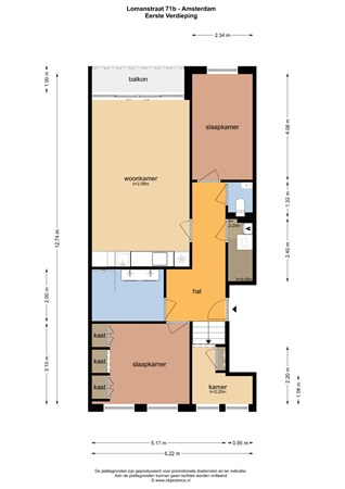 Floor plan - Lomanstraat 71B, 1075 PW Amsterdam 