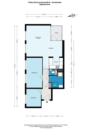 Fokke Simonszstraat 88H, 1017 TK Amsterdam - Fokke Simonszstraat 88-H - Amsterdam - Appartement - 2D.jpg