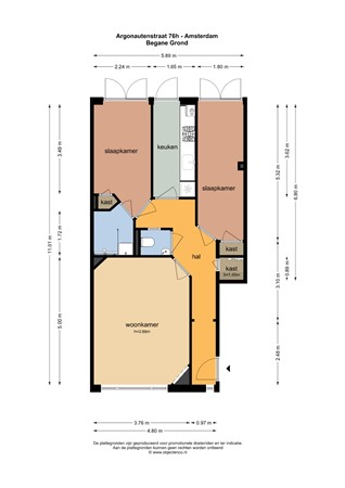 Floor plan - Argonautenstraat 76H, 1076 KT Amsterdam 