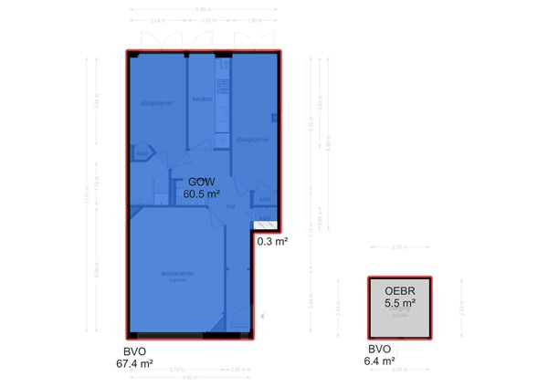 Floor plan - Argonautenstraat 76H, 1076 KT Amsterdam 