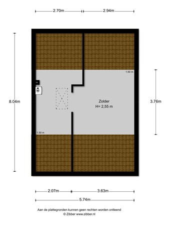 Burgemeester Murisstraat 45, 6231 GJ Meerssen - plattegrond zolder 2d .jpeg