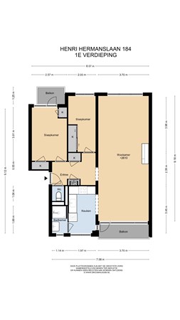 Floorplan - Henri Hermanslaan 184, 6162 GK Geleen