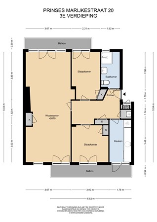 Floorplan - Prinses Marijkestraat 20, 6412 AD Heerlen