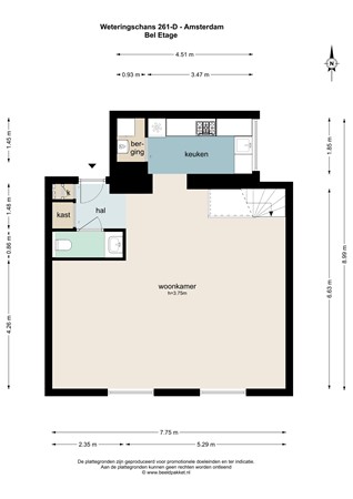 Floorplan - Weteringschans 261L, 1017 XJ Amsterdam