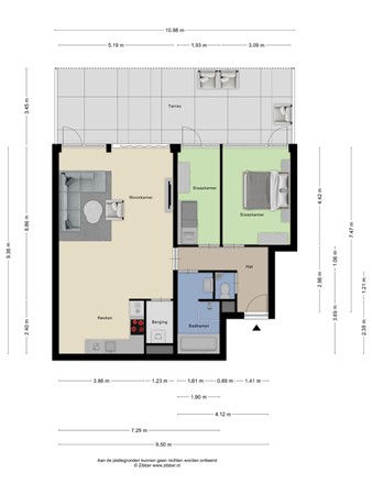 Floorplan - Jan Tooropstraat 581, 1061 AE Amsterdam