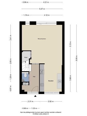 Floorplan - Schutterstraat 12, 3331 TX Zwijndrecht