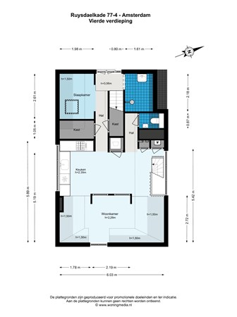 Floorplan - Ruysdaelkade 77-4, 1072 AL Amsterdam