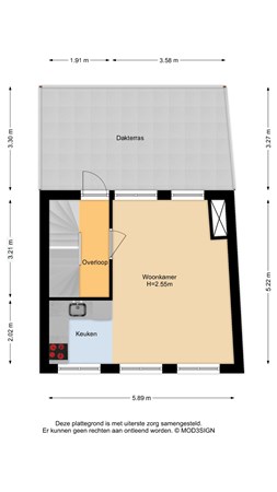 Floorplan - Damstraat 4RD, 2011 HA Haarlem