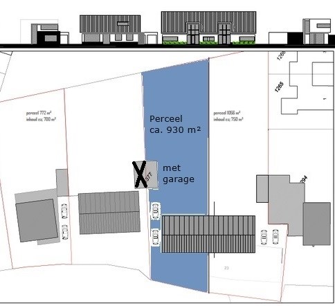 Meemortel kavel 1, 6021 AD Budel - Situatietekening Meemortel ong. links met garage.jpg