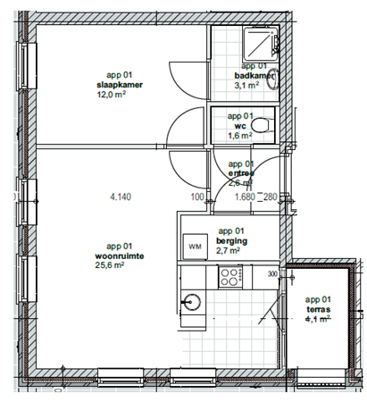 Pater Ullingsstraat 1A, 6023 AM Budel-Schoot - Plattegrond Appartement 1.png