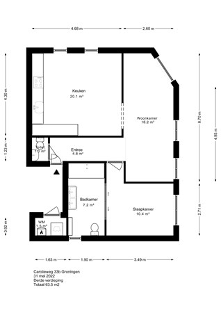 Carolieweg 33B, 9711 LR Groningen - Plattegrond Carolieweg 33b .jpeg