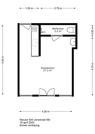 Nieuwe Sint Jansstraat 58c, 9711 VK Groningen - Nieuwe Sint Jansstraat 58c eerste verdieping.jpeg
