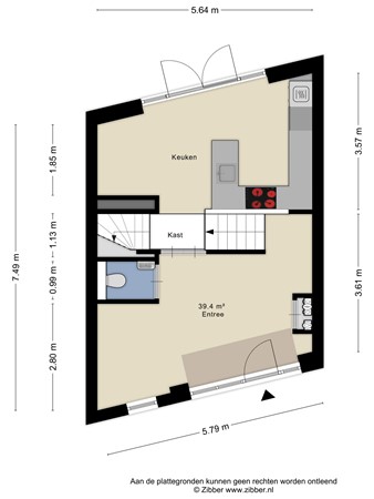 Verthorenpad 4, 3541 BZ Utrecht - Plattegrond, entree + keuken (vide)