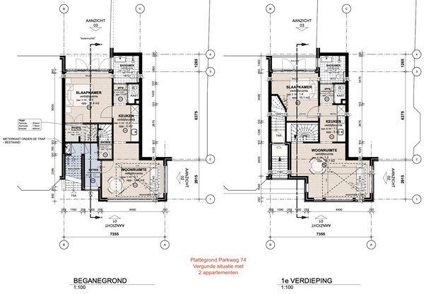 Parkweg 74, 9725 EL Groningen - Plattegrond bij realisatie 2 appartementen Parkweg 74.jpg