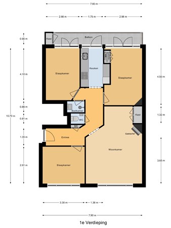 Floorplan - De Genestetlaan 222, 2522 LT Den Haag