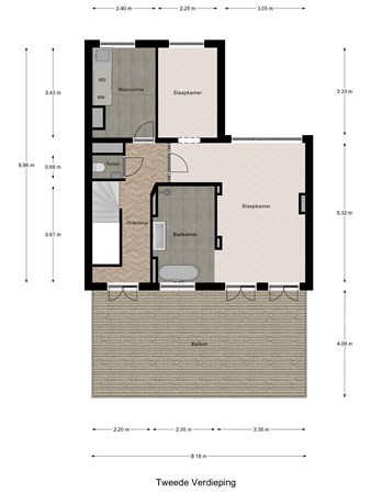 Floorplan - Acaciastraat 66, 2565 KD Den Haag