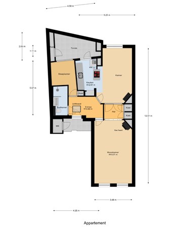 Floorplan - Anna Paulownastraat 74C, 2518 BJ Den Haag