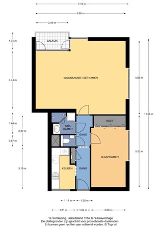 Floorplan - Isabellaland 1552, 2591 EJ Den Haag